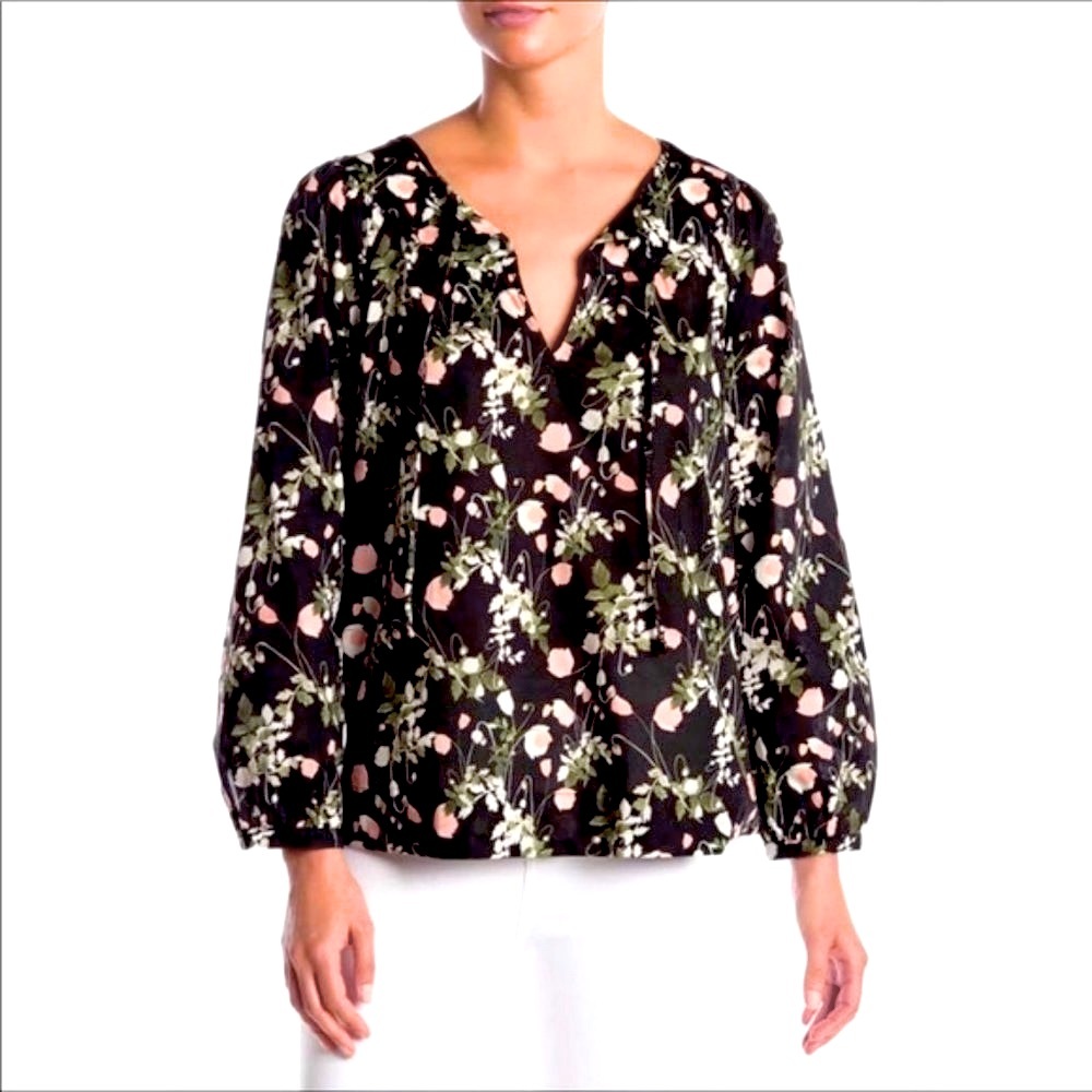 J. Crew Liberty Black Floral Women's Top - Picture 2 of 10